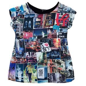 Cozy Casual Maternity NYC Graphic Collage Top Multicolor Size M